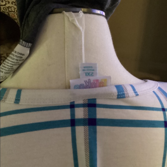 LuLaRoe Carly Dress- 2XL white with blue - Picture 3 of 4